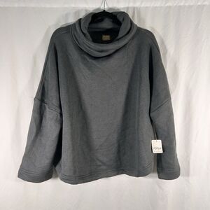 New Free People Miley Cropped Sweater Women's Medium Grey Mock Neck Long Sleeve